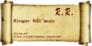 Ringer Rémusz névjegykártya